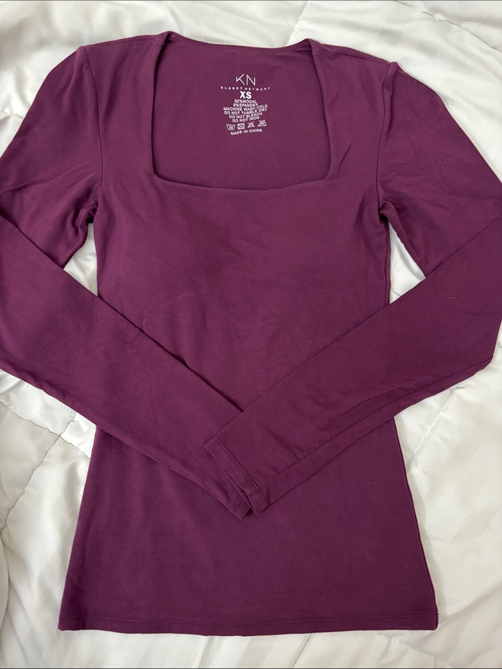 Klassy Square Neck Long Sleeve in Plum (XS)